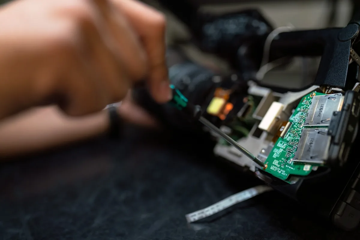 Technicien en recherche de fuite raccordant un enregistreur de pression sur un réseau d'eau sanitaire — data logger et diagnostic terrain